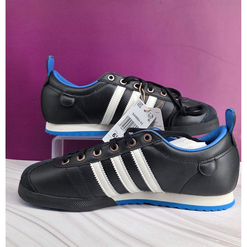 Adidas Samba 62 Sneakers Mens 6.5 Womens 7.5 Black White Blue Leather IH8603 New
